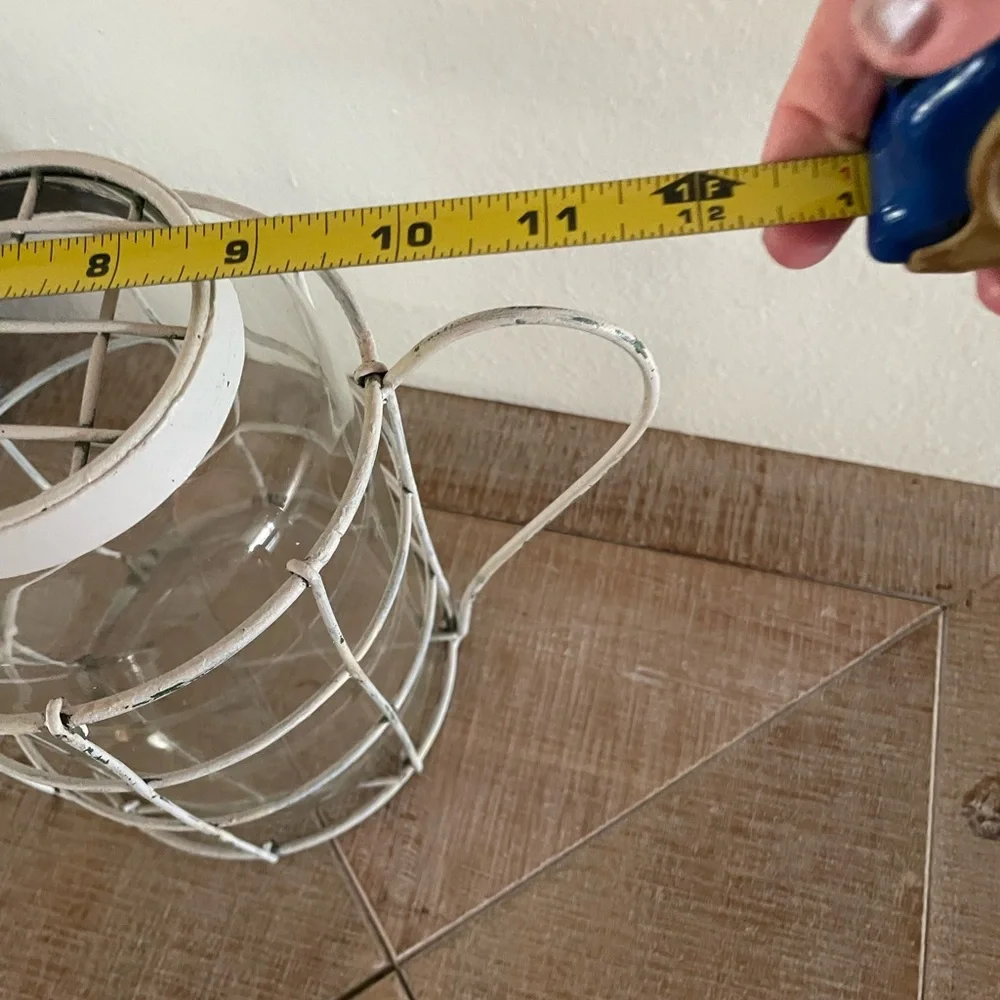 Rustic White Metal and Glass Watering Can - Picture 5 of 8
